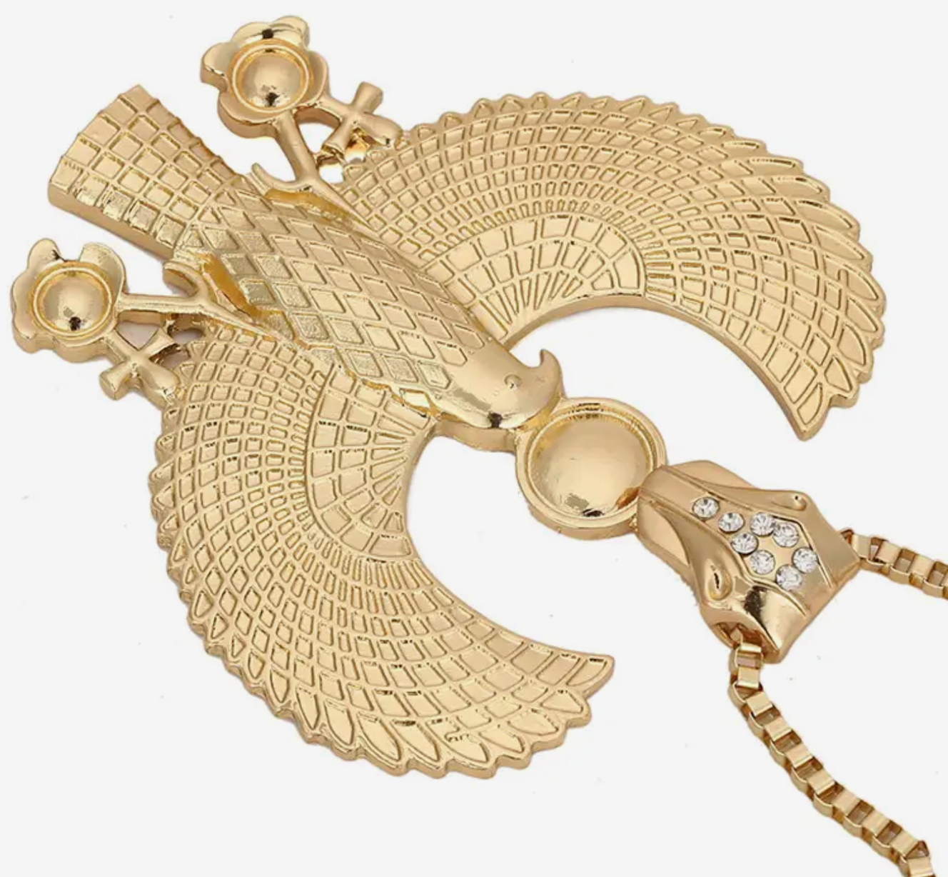 Hip Hop Fashion Gold Plated Egyptian Horus Bird Falcon Pendant Necklace Kemet Spirituality